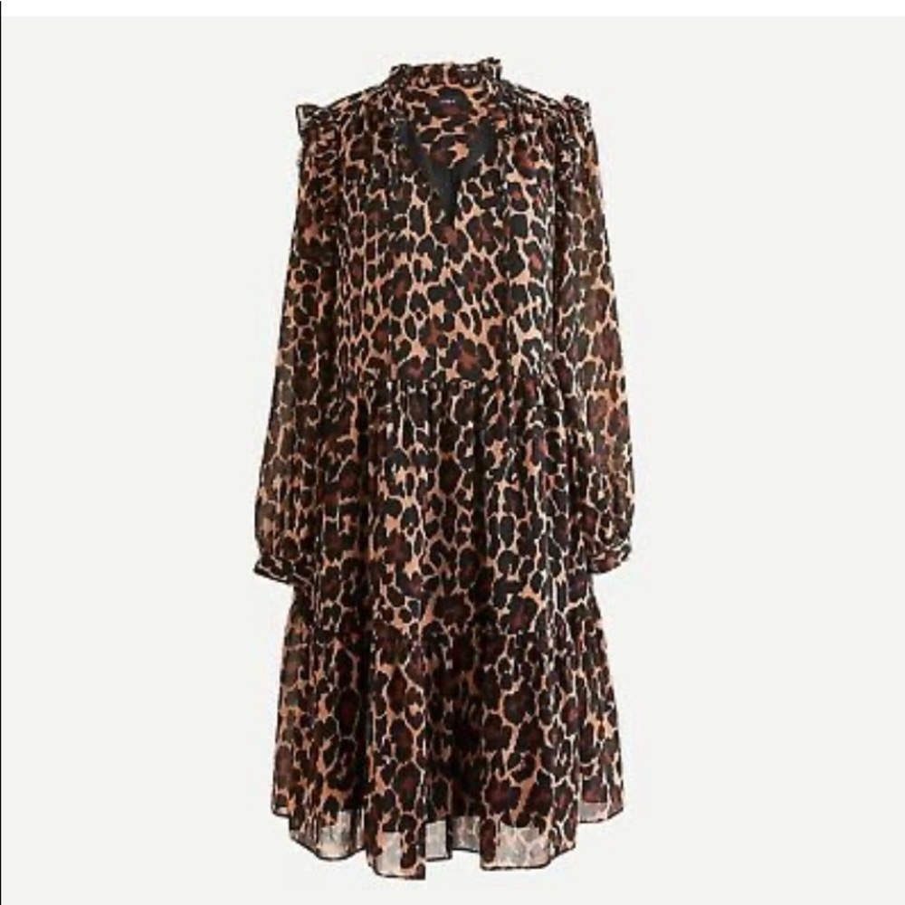JCrew Leopard tiered dress